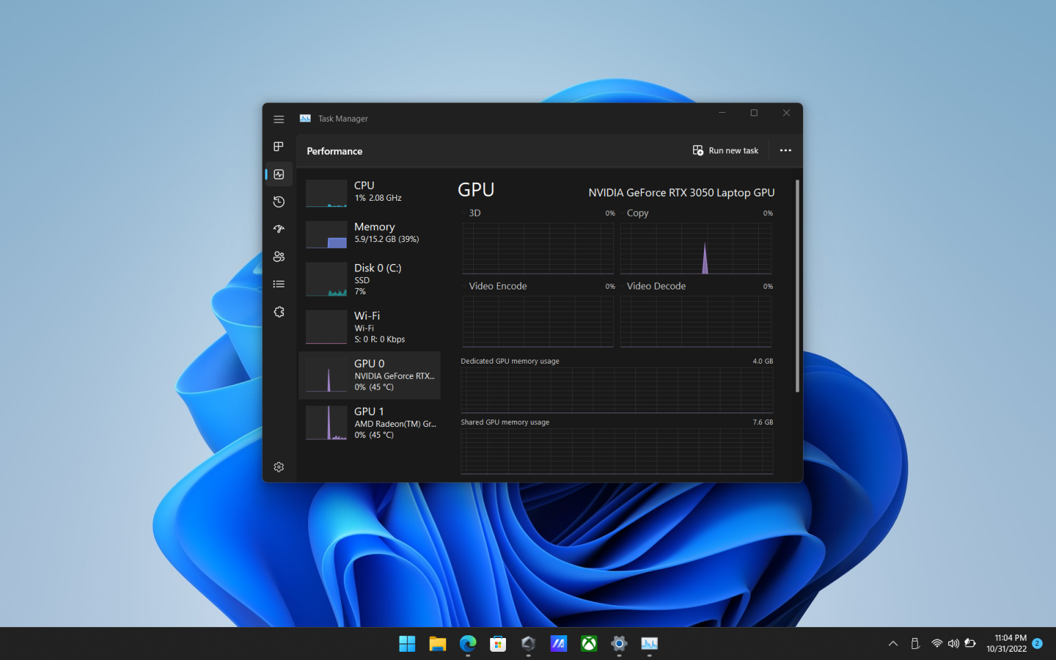 Task Manager Windows 11 22H2 hiển thị 100% GPU