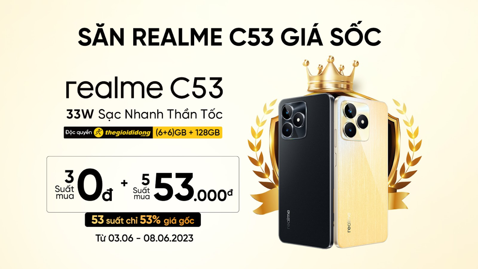 Xác nhận ngày ra mắt realme C53 sạc nhanh 33W thần tốc vào đầu tháng 6, realme khởi động chương trình “Săn realme C53 với giá 0 đồng” độc quyền trên Thế Giới Di Động